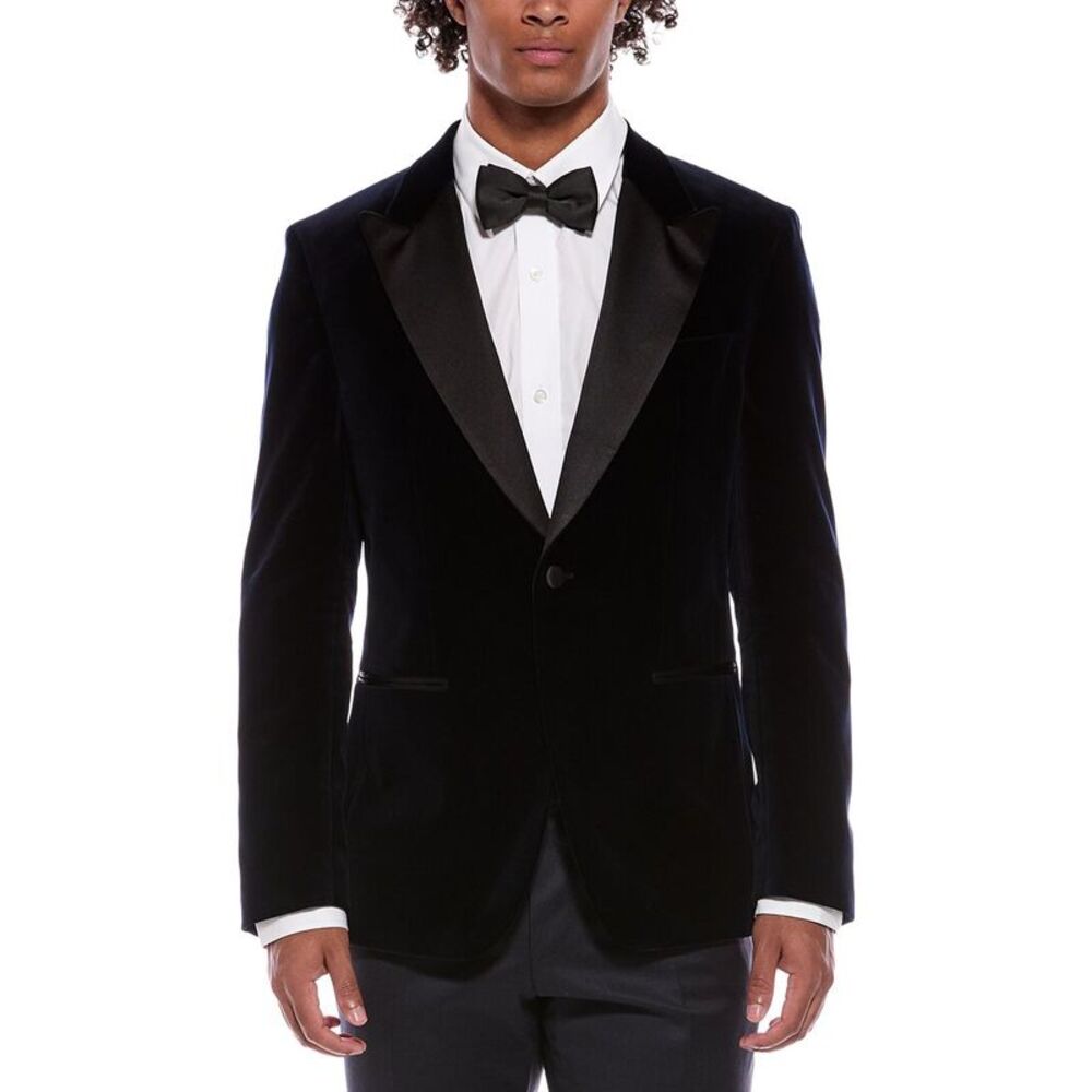 Hugo Boss Mens Boss  H Hutson Velvet Slim Fit Tuxedo Jacket, Blue